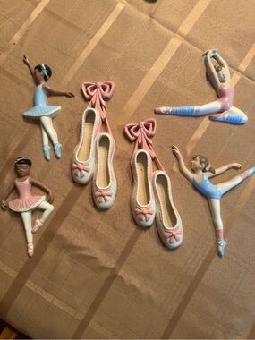 Vintage 1980’s Ballet Wall Decor Set — Pink and White Ballet Shoes & Dancers